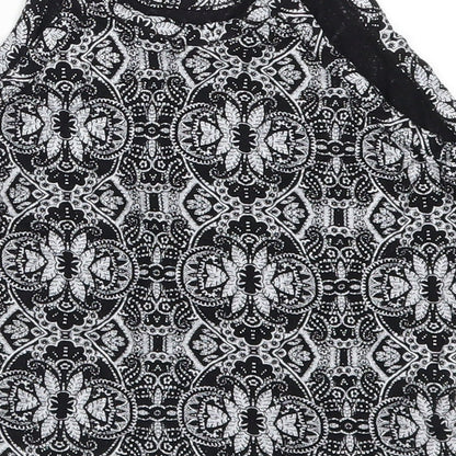 Brand and care label for Miss Selfridge women’s grey geometric cropped tank, size UK 8