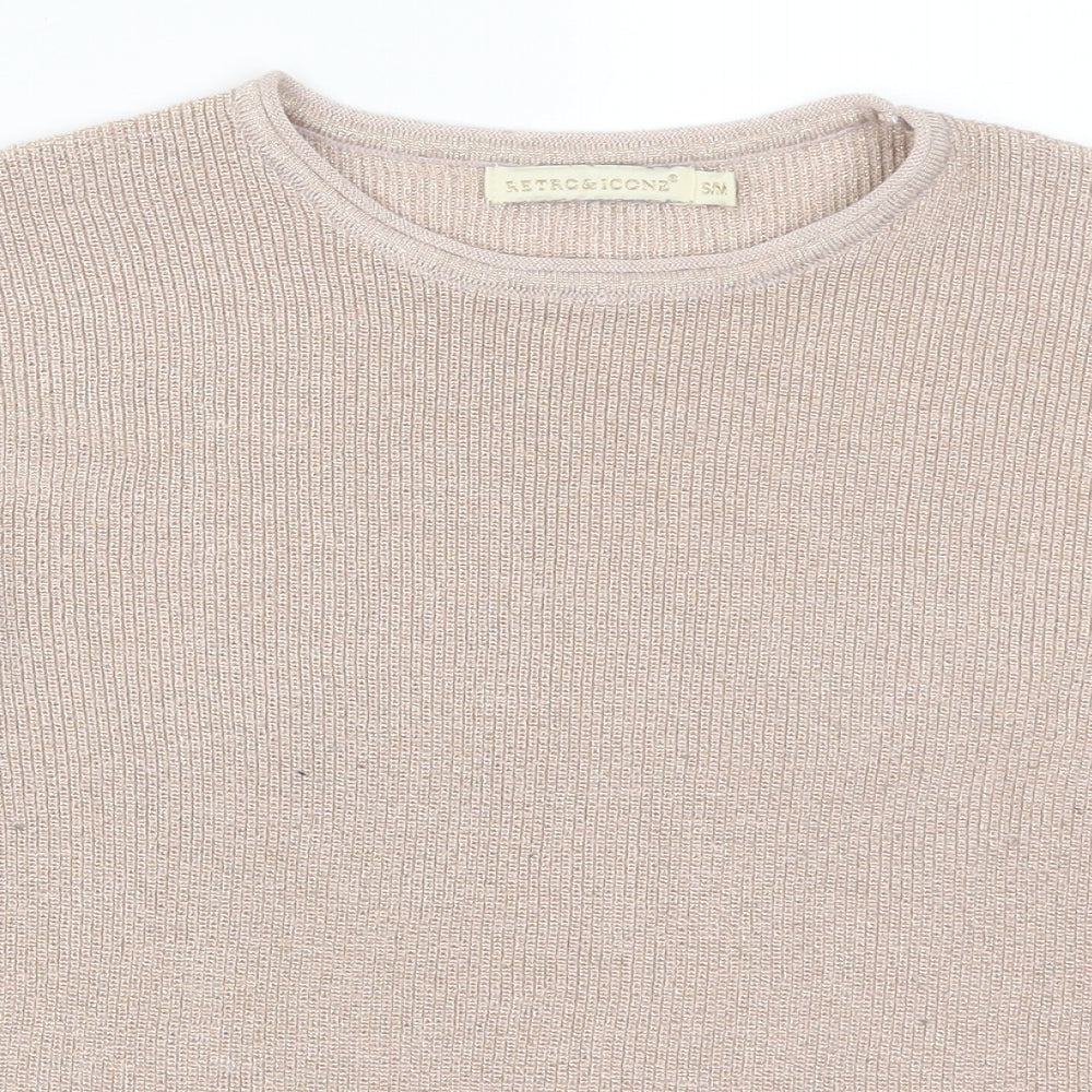 Retro Icone Womens Pink   Pullover Jumper Size S