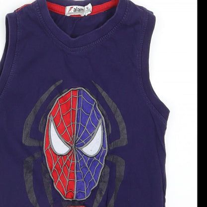 Preloved Alarm Boys Black   Basic Tank Size 2-3 Years  - Marvel Spiderman - Detail