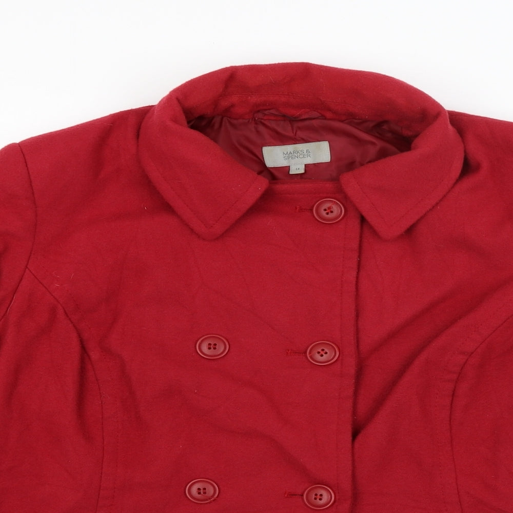 M&S Womens Red   Overcoat Coat Size 14