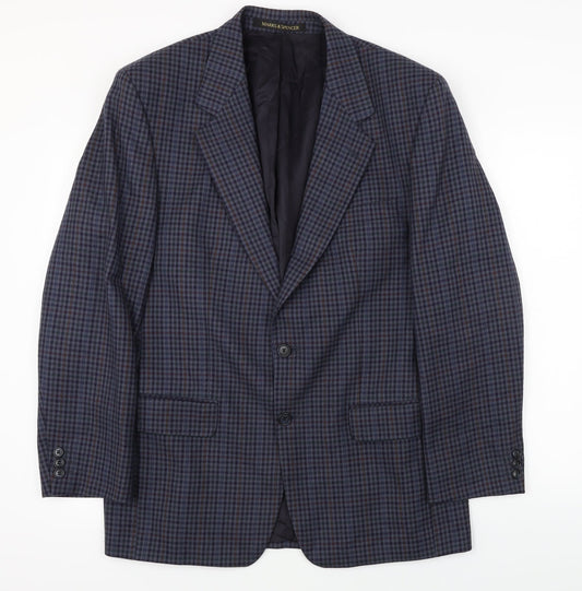 Marks and Spencer  Mens Blue Check  Jacket Blazer Size 40
