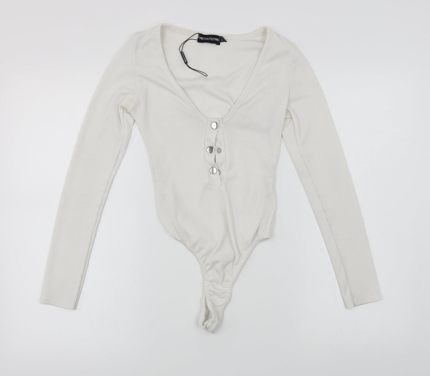 PRETTYLITTLETHING Womens White   Bodysuit One-Piece Size 4