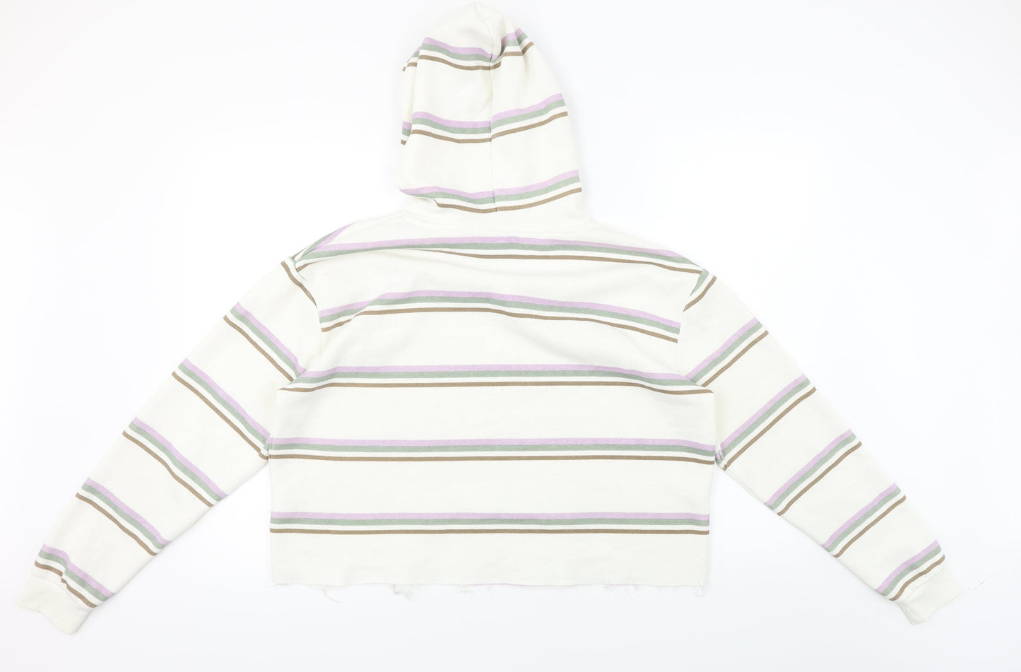 Priamark  Womens White Striped  Pullover Hoodie Size M