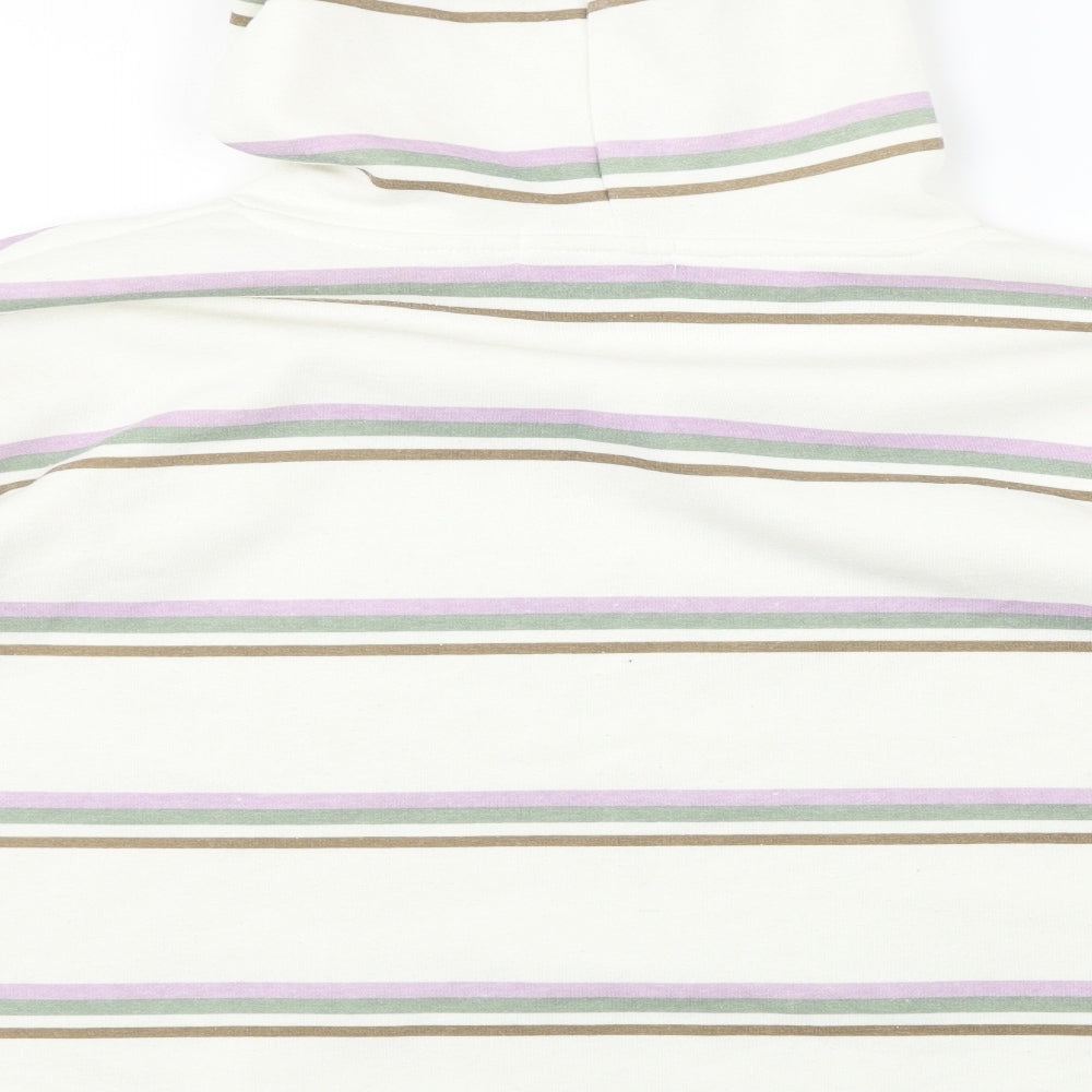 Priamark  Womens White Striped  Pullover Hoodie Size M