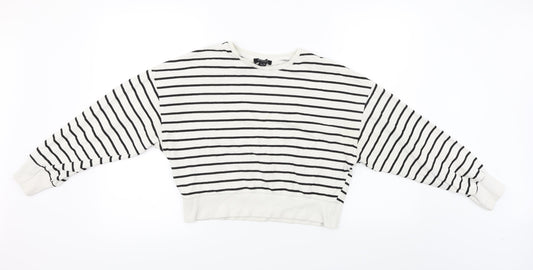 New Look  Womens White Striped  Pullover Jumper Size 12