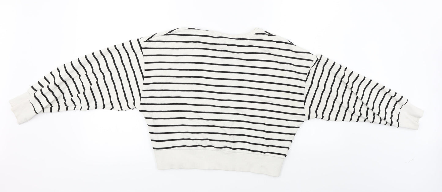 New Look  Womens White Striped  Pullover Jumper Size 12