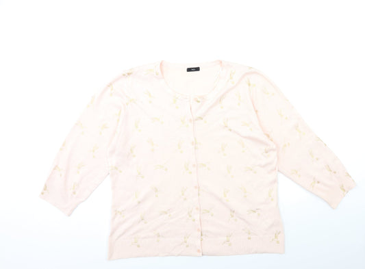 M&Co Womens Pink  Knit Cardigan Jumper Size 20