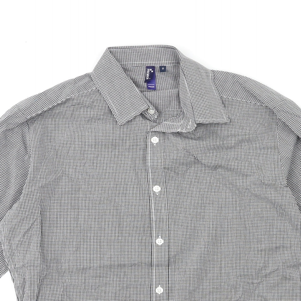 Premier Mens Black Check   Button-Up Size S