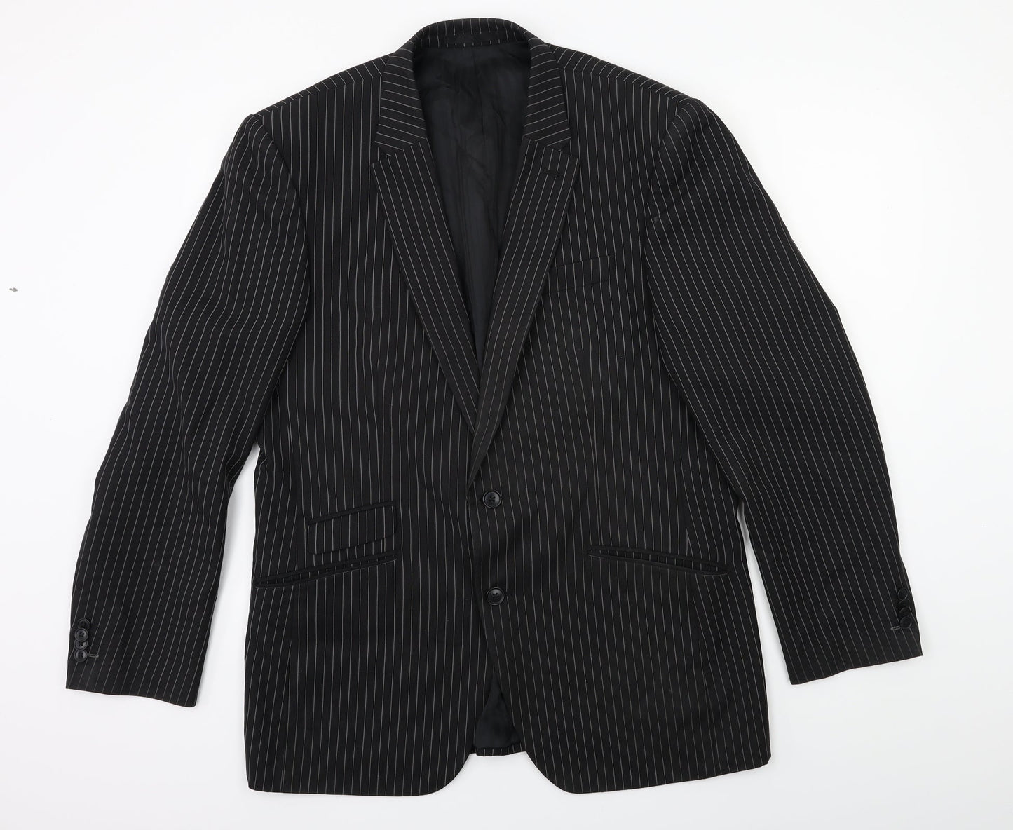 NEXT Mens Black Striped  Jacket Suit Jacket Size 42