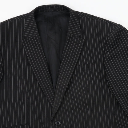 Next Mens Black Striped  Jacket Suit Jacket Size 42