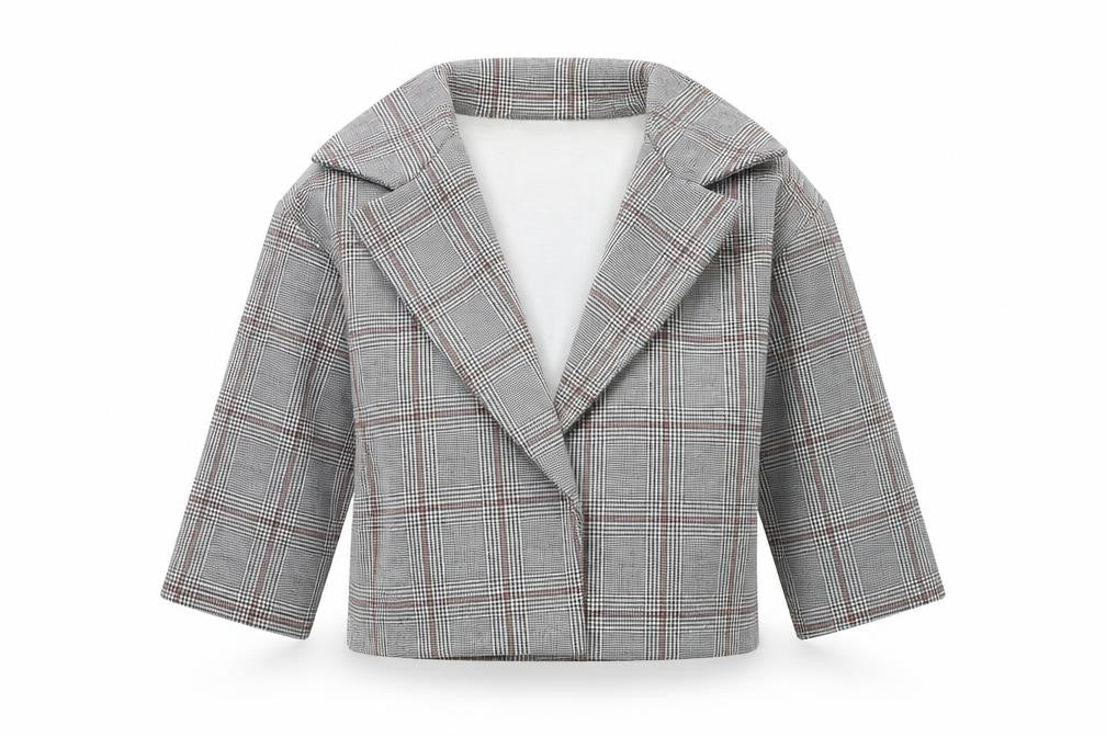 PRETTYLITTLETHING Womens Green Check  Jacket  Size 4