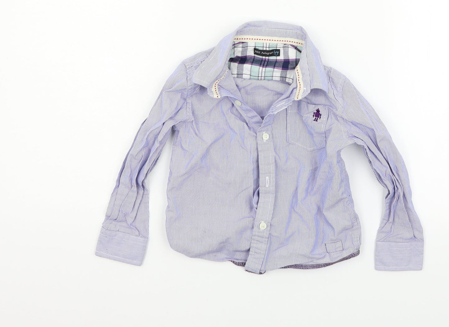 Marks and Spencer Boys Blue Striped  Basic Button-Up Size 3-4 Years