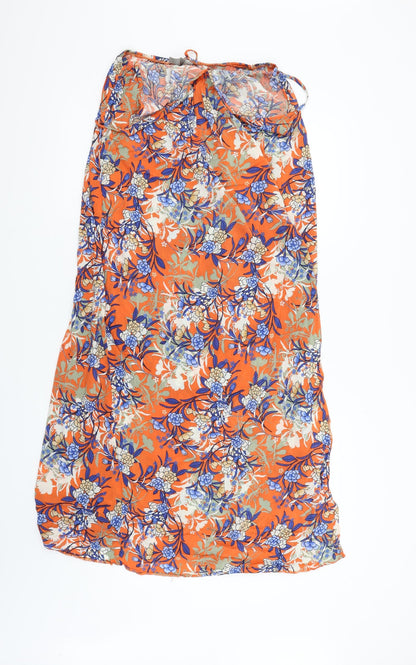 Additional front view of ASOS women’s orange floral fit & flare, size UK 12