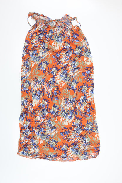 Back view of ASOS women’s orange floral fit & flare, size UK 12