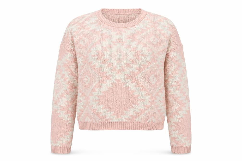 New Look Womens Pink Geometric  Pullover Jumper Size 12