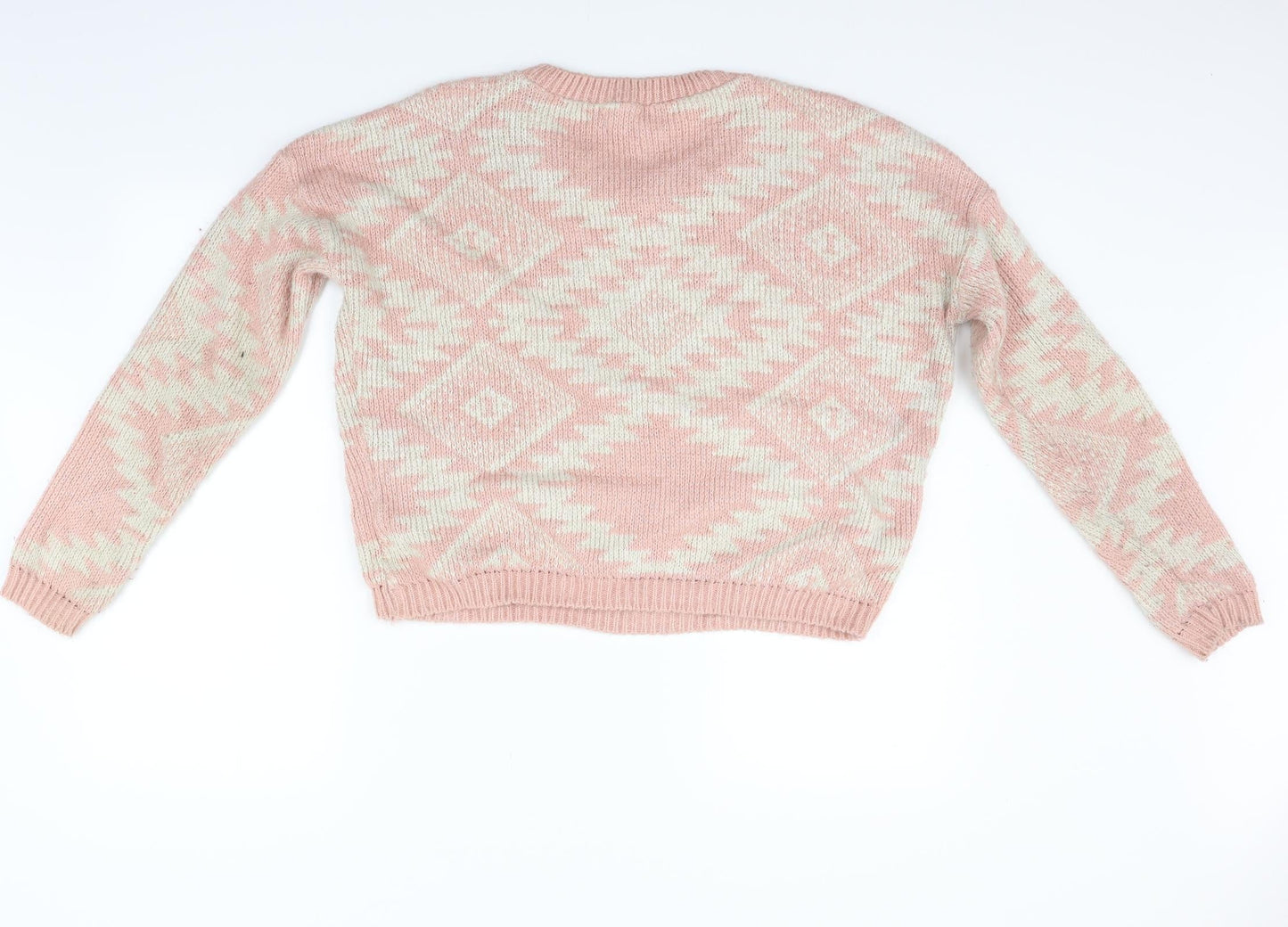 New Look Womens Pink Geometric  Pullover Jumper Size 12