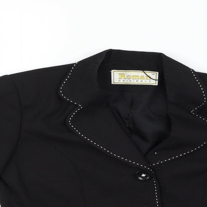Close-up detail of Roman women’s black jacket blazer, size UK 10