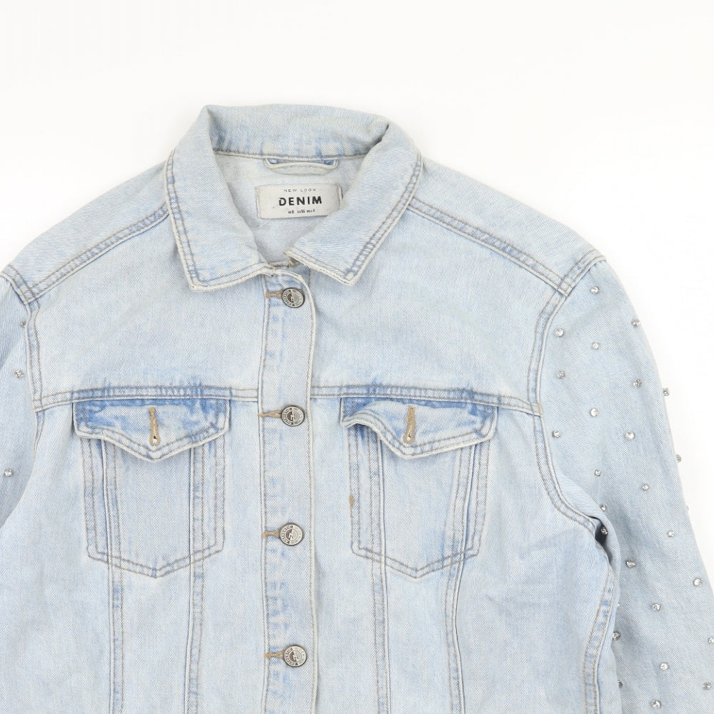 New Look Womens Blue  Denim Jacket  Size 8  - Distressed
