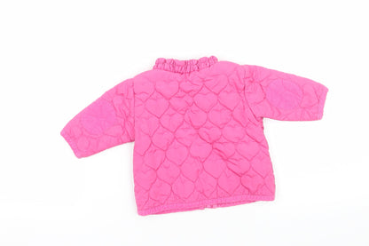 Back view of Next girls’ pink puffer jacket jacket, size 0-3, months