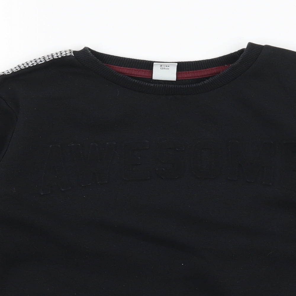 TU Boys Black  Jersey Pullover Sweatshirt Size 8 Years  - Awesome