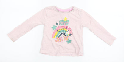 Front view of Tu girls’ pink basic t-shirt, size 12-18, months