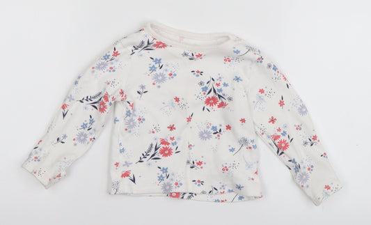George Baby White Floral  Basic T-Shirt Size 6-9 Months