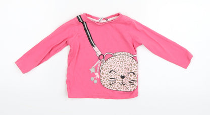 Front view of Pep&Co girls’ pink basic t-shirt, size 9-12, months