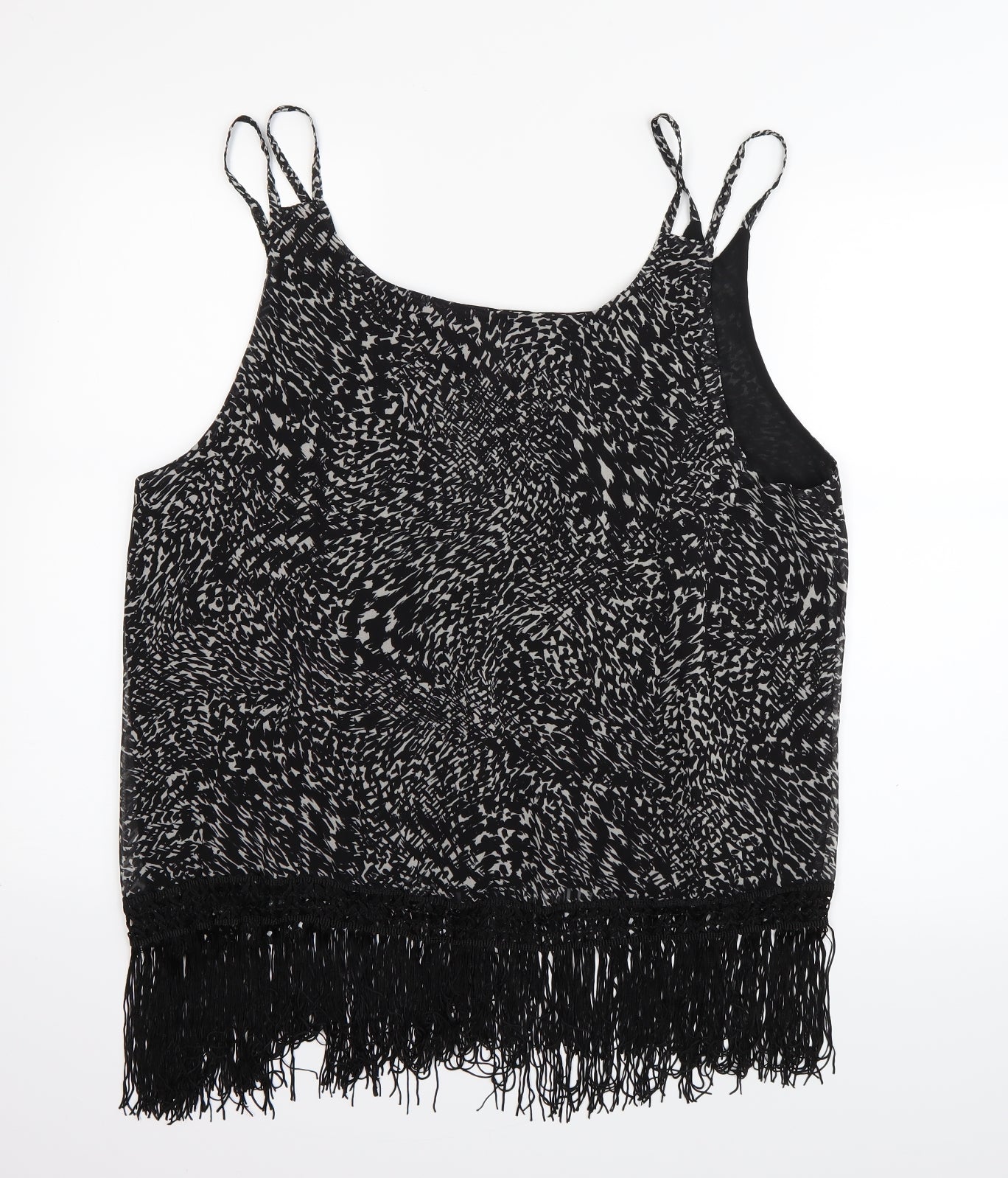 ELVI Womens Black Animal Print  Camisole Tank Size 20