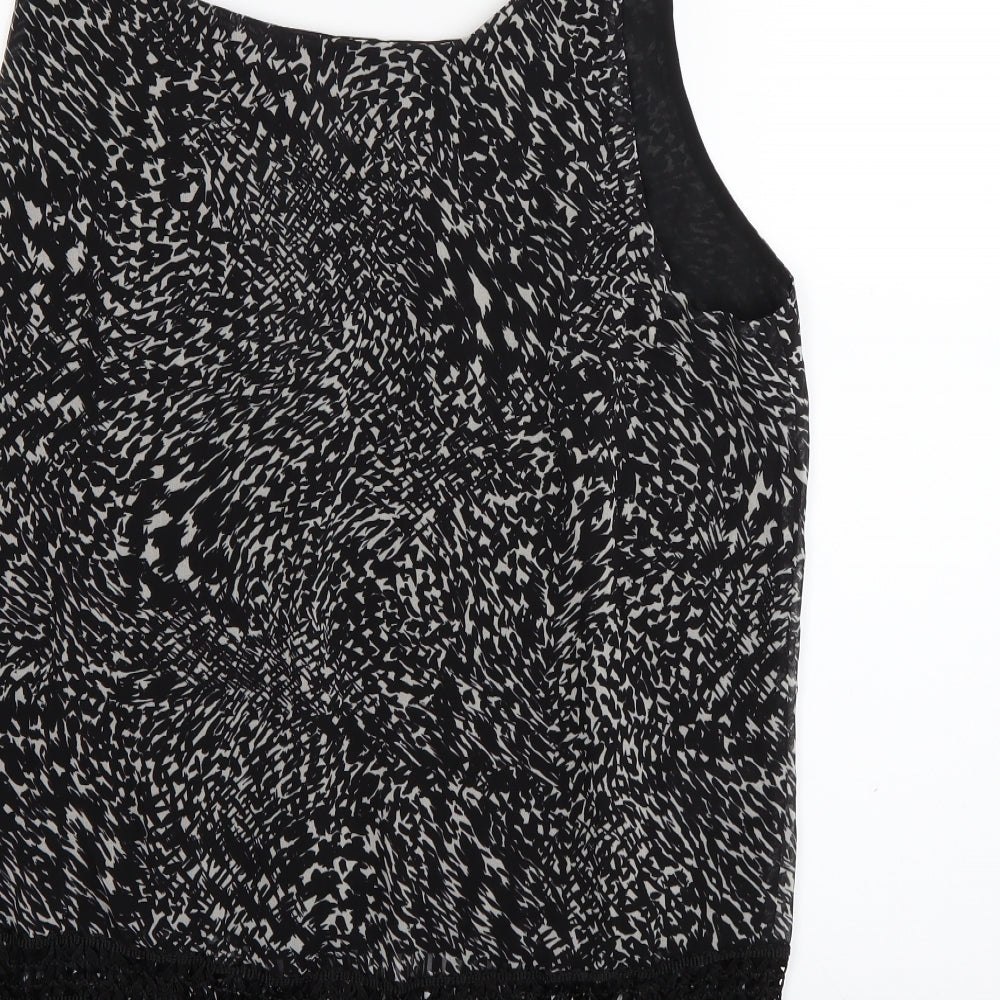 ELVI Womens Black Animal Print  Camisole Tank Size 20