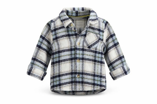 Front view of Primark Baby Blue Check Basic Button-Up, size 6-9, Months