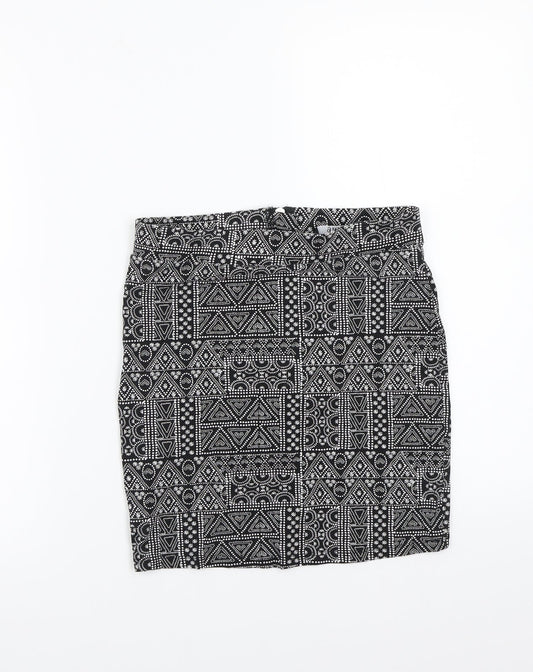 Newlook Girls Black Geometric  A-Line Skirt Size 13 Years