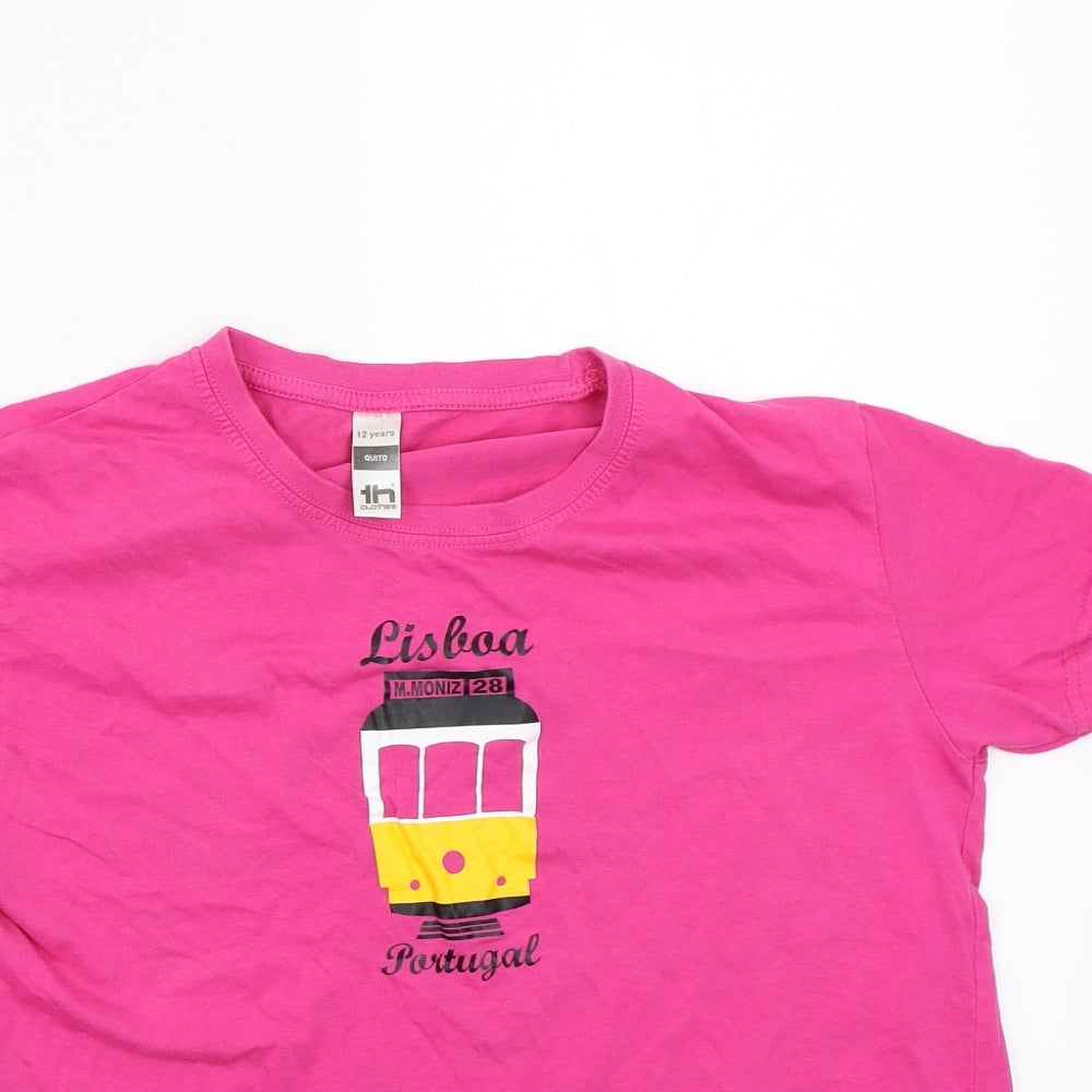 Th clothes Girls Pink  Rayon Basic T-Shirt Size 12 Years