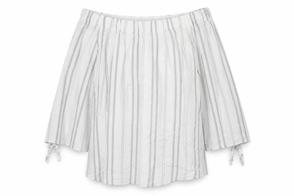 Papaya Womens White Striped  Basic Blouse Size S