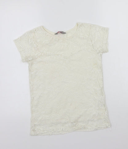 Preloved Dorothy Perkins Womens White   Basic T-Shirt Size 6 - Front