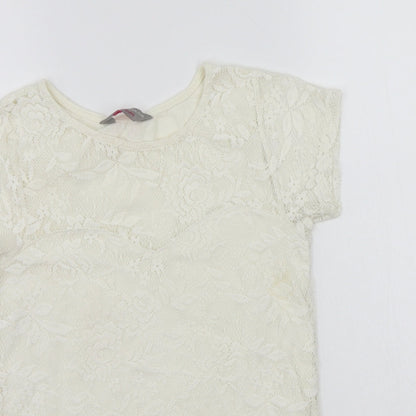 Preloved Dorothy Perkins Womens White   Basic T-Shirt Size 6 - Detail