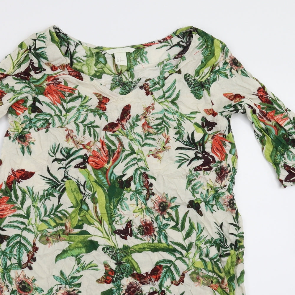 H&M Womens White Floral  Mini  Size 10