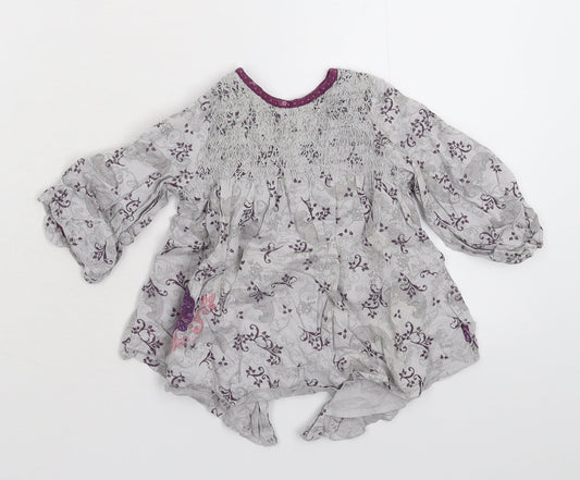 mamas & papas Girls Grey Floral  Shirt Dress  Size 3-6 Months