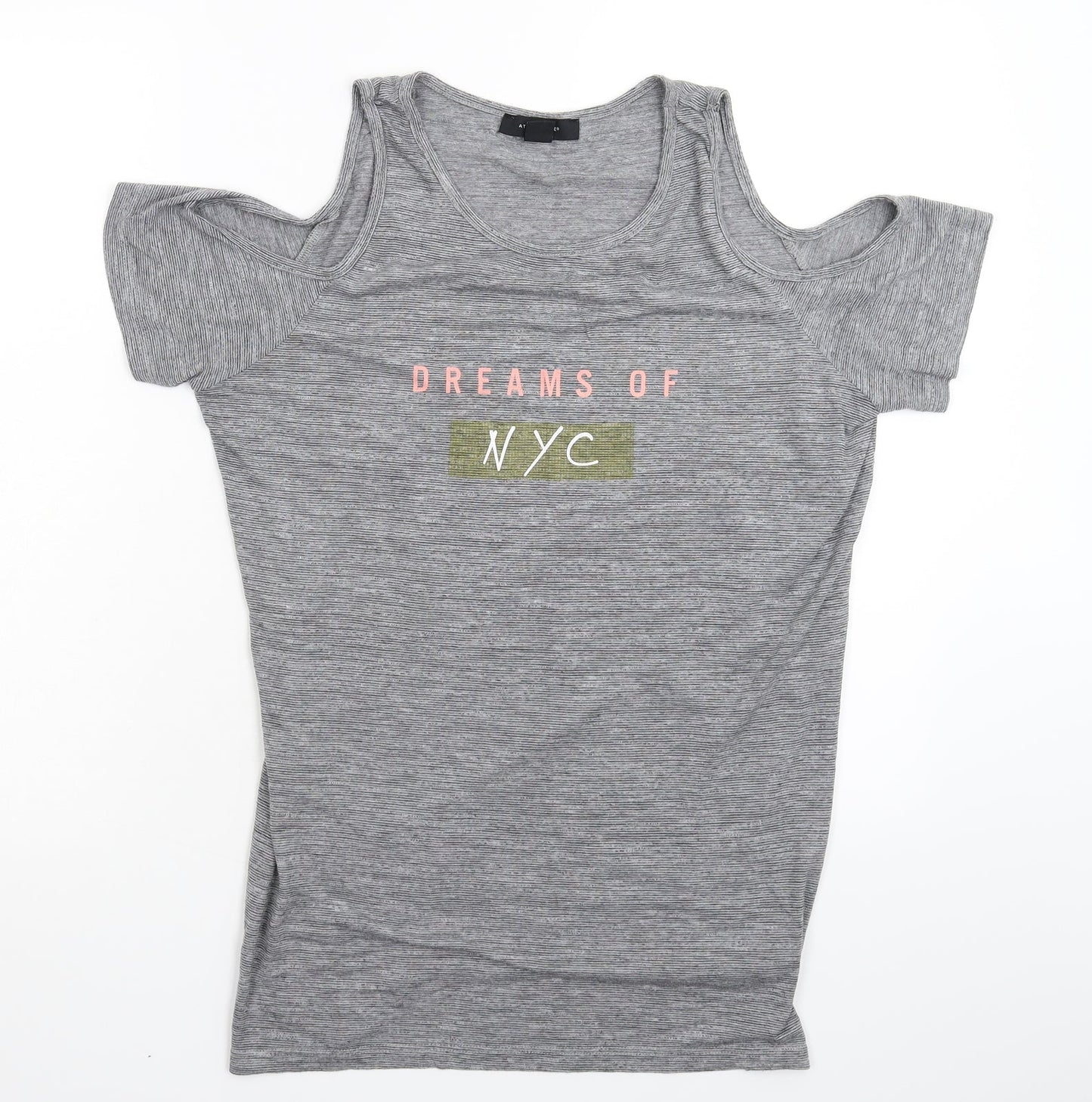 Atmosphere Womens Grey Striped  Basic T-Shirt Size 12