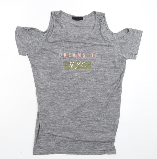 Atmosphere Womens Grey Striped  Basic T-Shirt Size 12