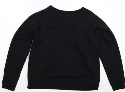 B You Womens Black Floral  Pullover Sweatshirt Size 14