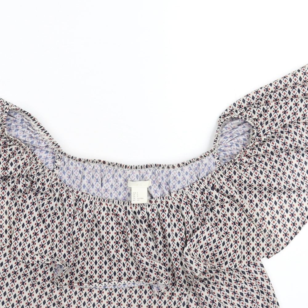 H&M Womens Multicoloured Geometric  Basic T-Shirt Size S
