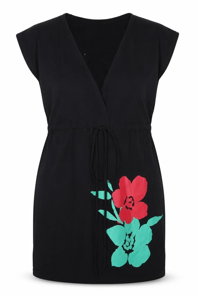 Resort Womens Black Floral  Mini  Size 12