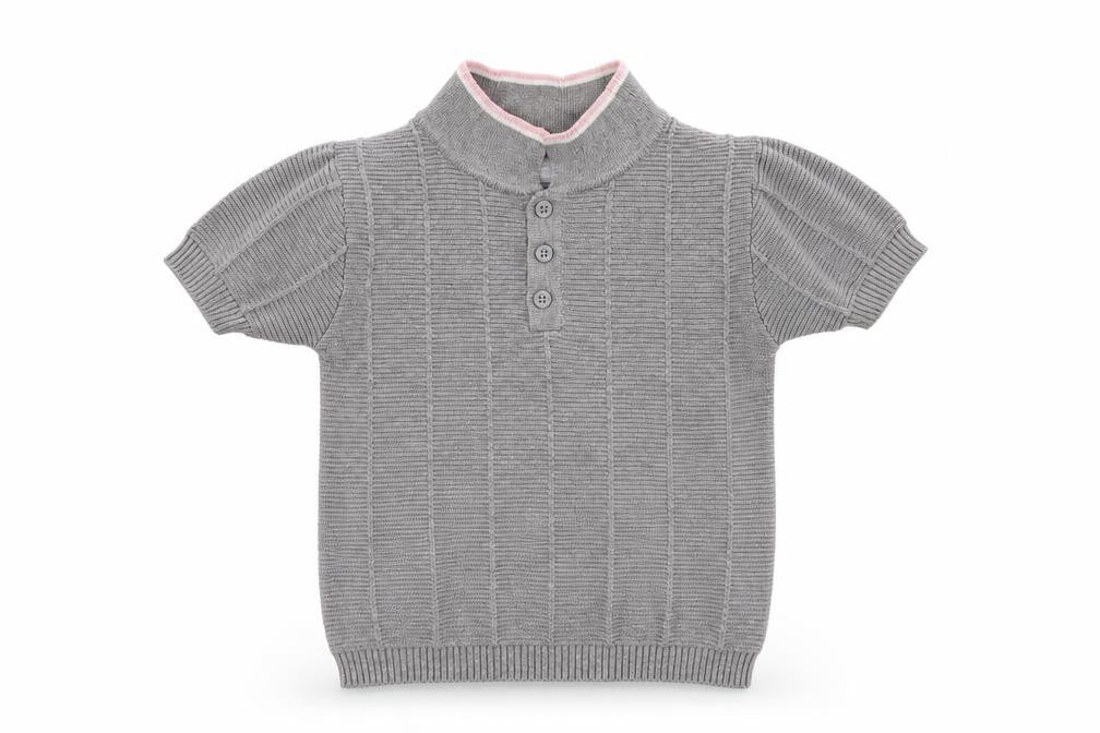 Primark Girls Grey  Knit Basic Polo Size 2-3 Years