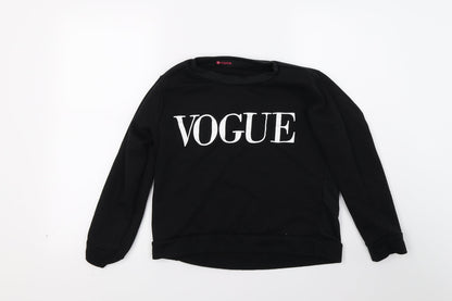 Preloved JS Fashion Womens Black   Pullover Sweatshirt Size M  - vogue - Front
