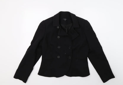 Front view of Linea women’s black jacket blazer, size UK 12