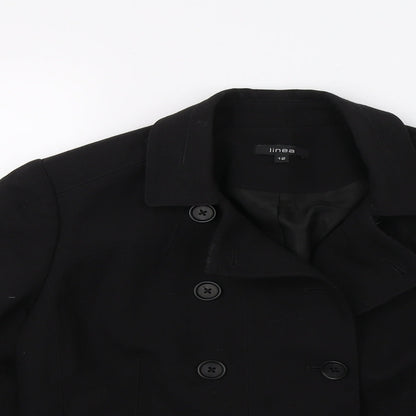 Close-up detail of Linea women’s black jacket blazer, size UK 12