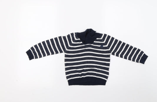 Primark Boys Blue Striped Knit Pullover Jumper Size 2-3 Years