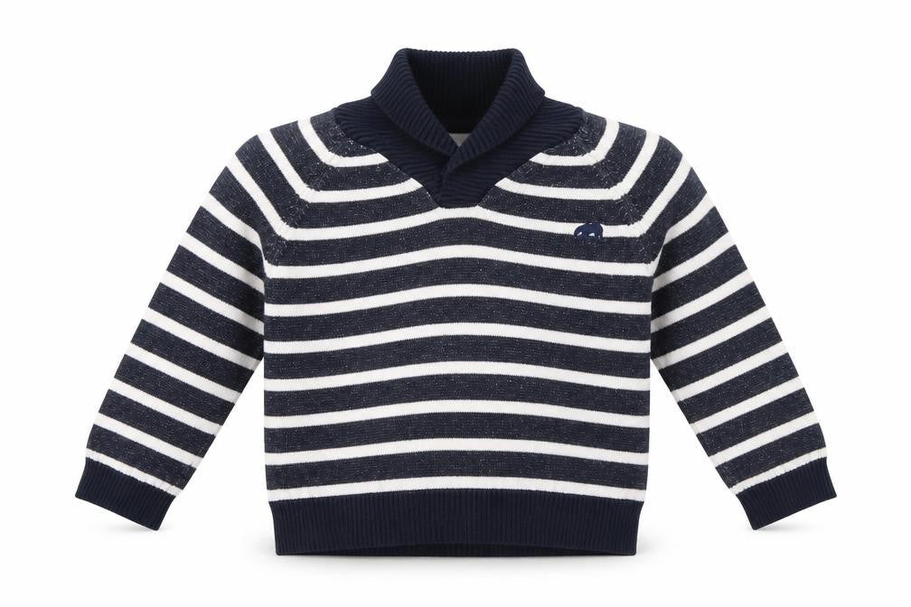 Primark Boys Blue Striped Knit Pullover Jumper Size 2-3 Years
