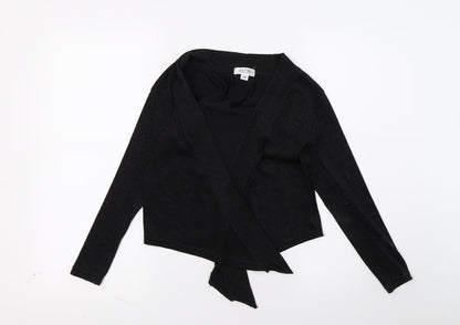 WOW Womens Black   Wrap Blouse Size 2XS