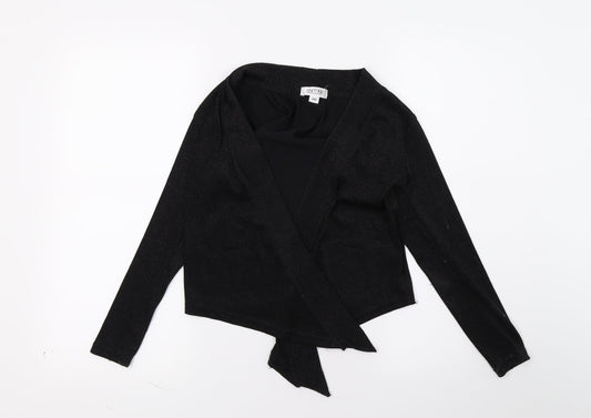 WOW Womens Black   Wrap Blouse Size 2XS